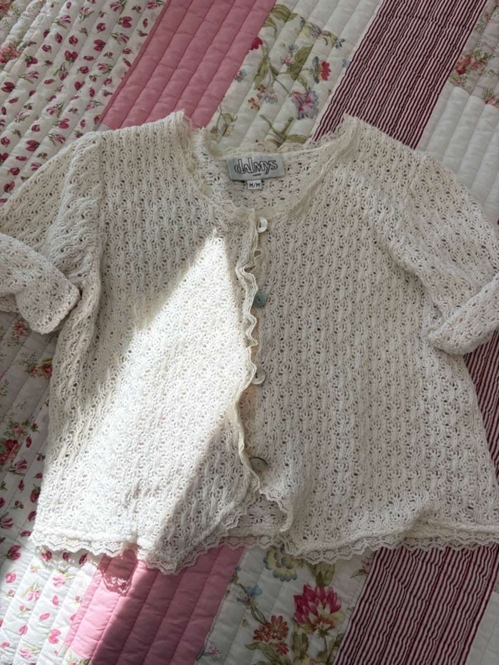 Vintage Dalmys Cream Knit Button Cardigan
